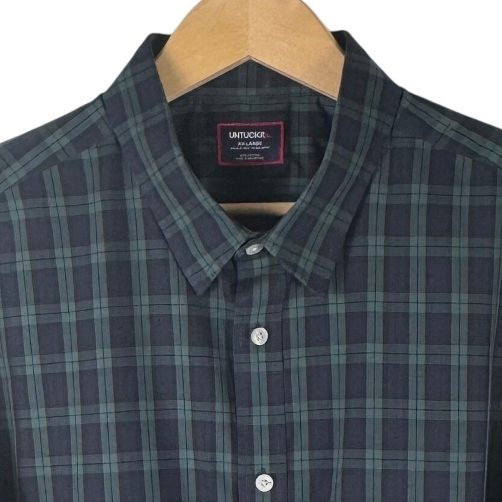 UNTUCKit Grant WF Plaid Button Down Shirt Mens XXL Green Navy Wrinkle Free 41691